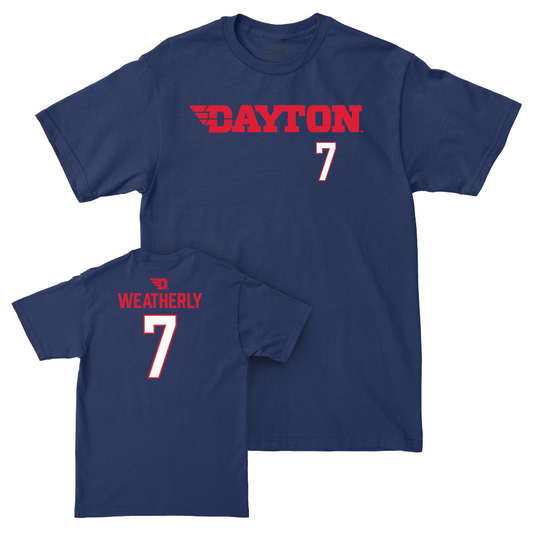 Dayton Football Navy Wordmark Tee - Donovan Weatherly Youth Small