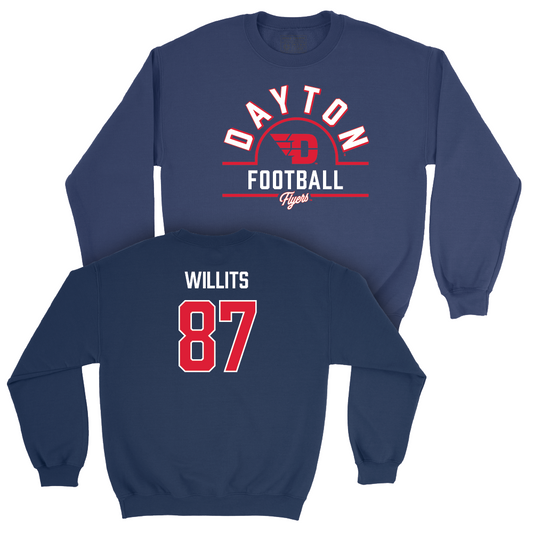 Dayton Football Navy Arch Crew - Derek Willits Youth Small