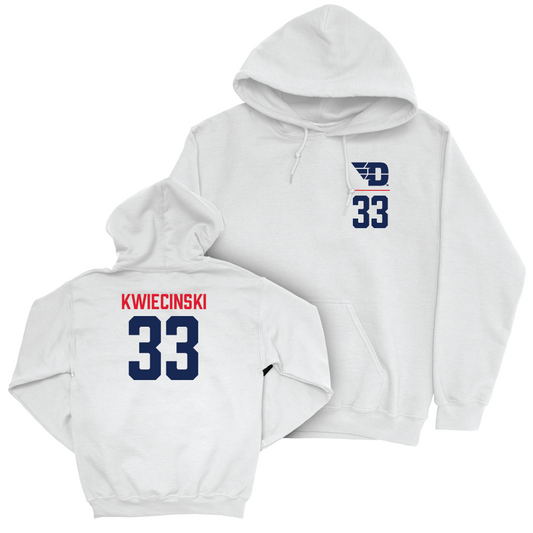 Dayton Football White Logo Hoodie - James Kwiecinski Youth Small