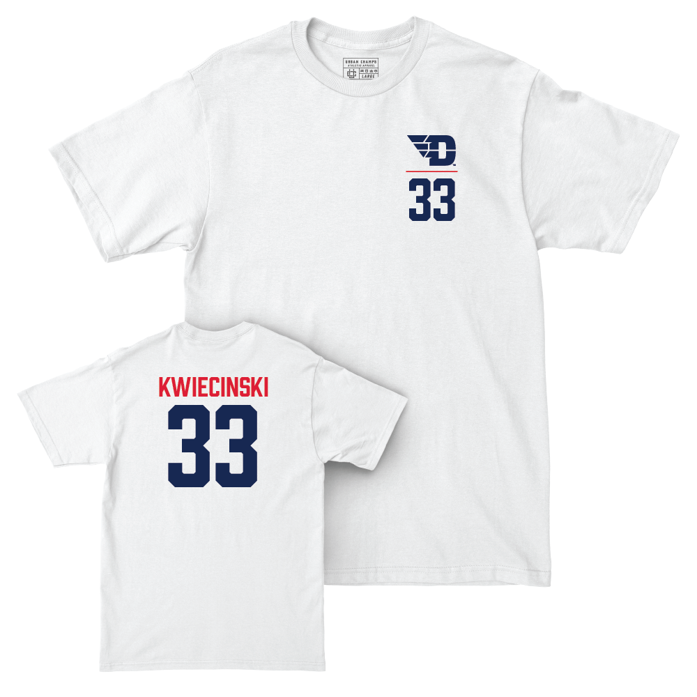 Dayton Football White Logo Comfort Colors Tee - James Kwiecinski Youth Small