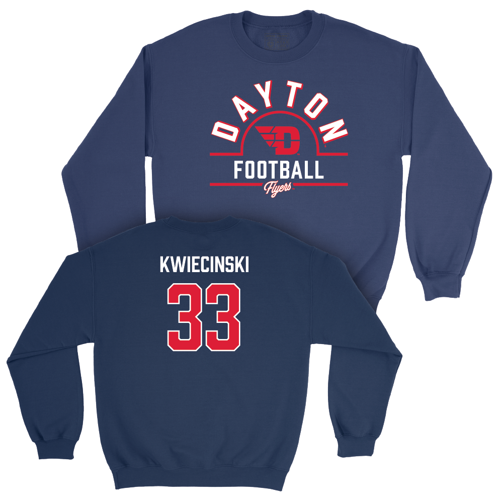 Dayton Football Navy Arch Crew - James Kwiecinski Youth Small