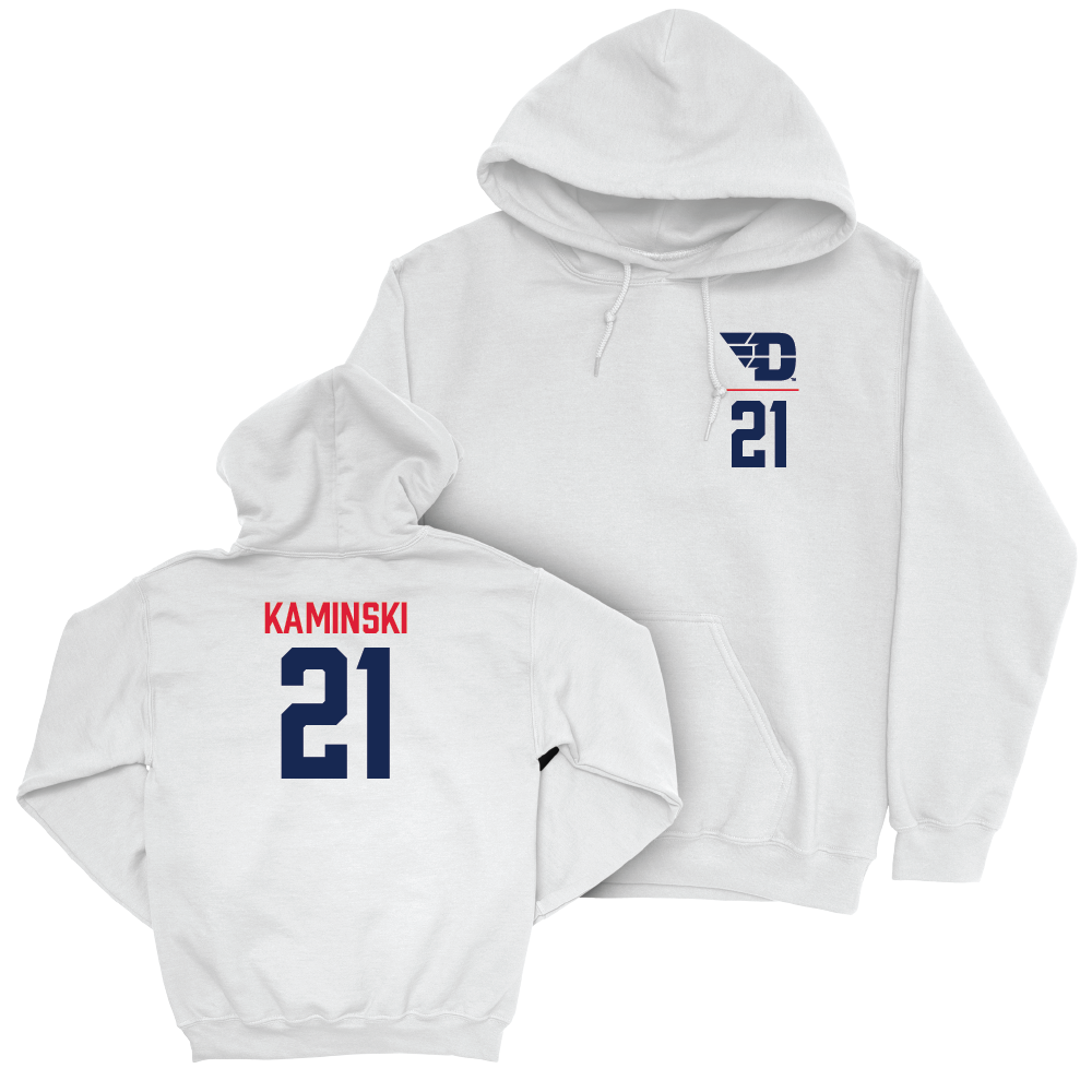 Dayton Women's Volleyball White Logo Hoodie - Karissa Kaminski Youth Small