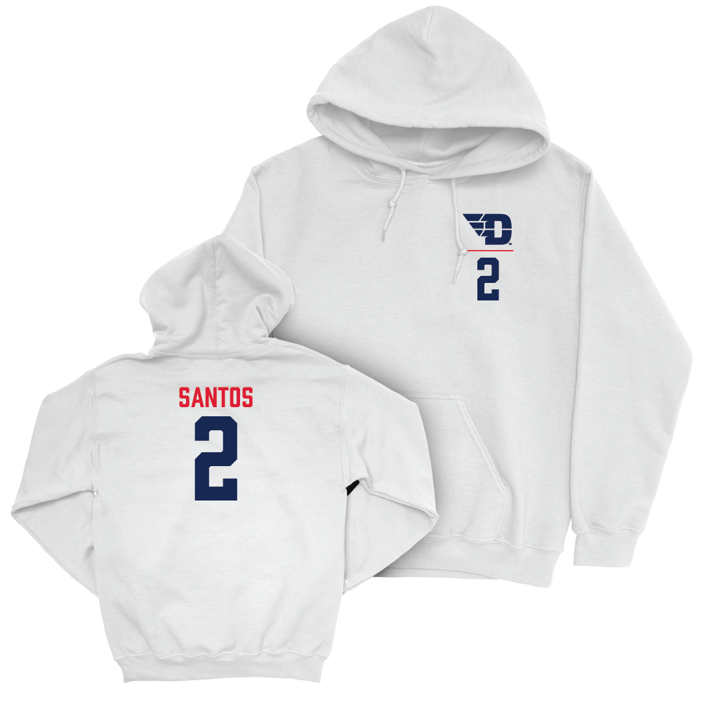 Dayton Men's Basketball White Logo Hoodie - Nate Santos Youth Small