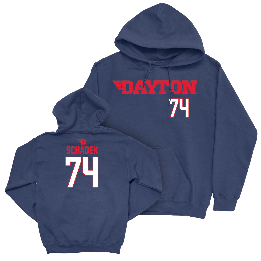 Dayton Football Navy Wordmark Hoodie - Sam Schadek Youth Small