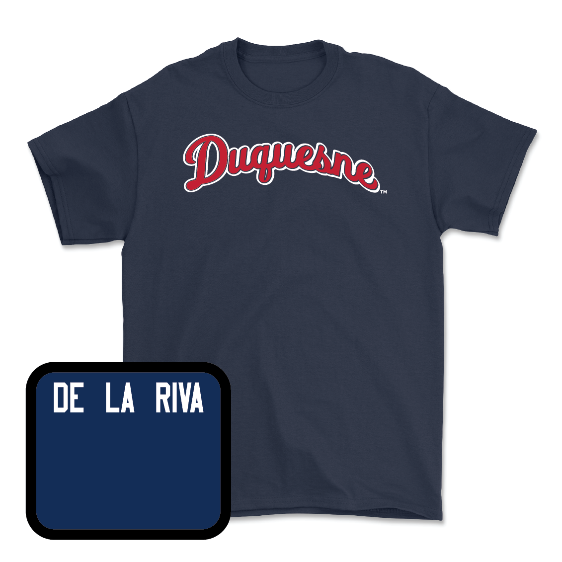 Duquesne Track & Field Navy Script Tee - Samuel de la Riva