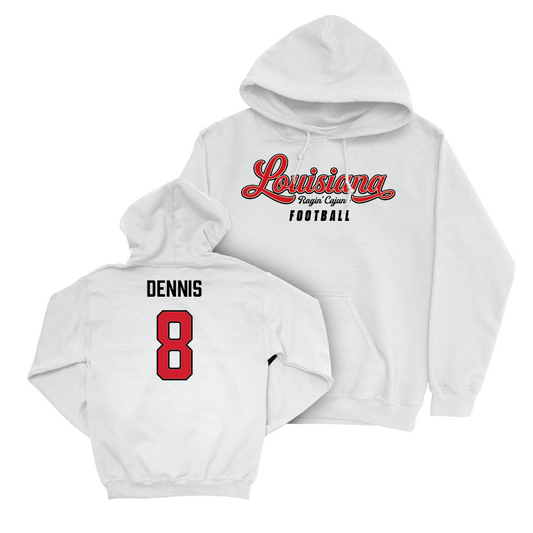 Louisiana Football White Script Hoodie  - Rahji Dennis