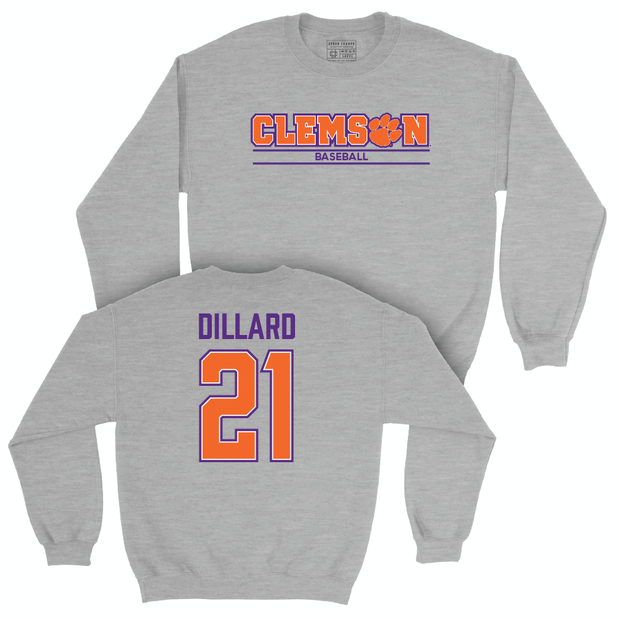 Clemson Baseball Sport Grey Stacked Crew  - Jay Dillard