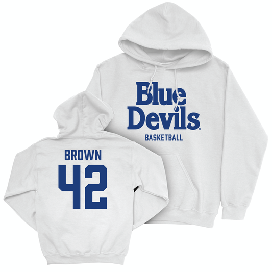 Duke Men's Basketball White Blue Devils Hoodie - Kennedy Brown Small