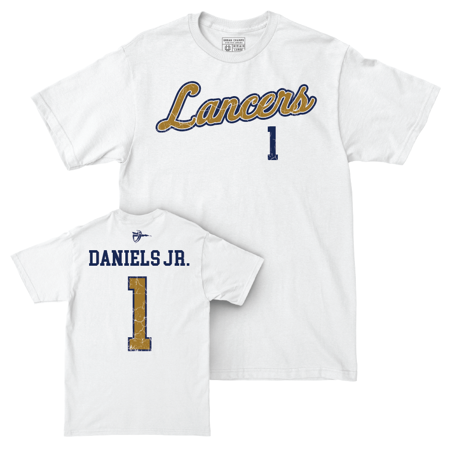 CBU Men's Basketball White Script Comfort Colors Tee - Dominique Daniels Jr.