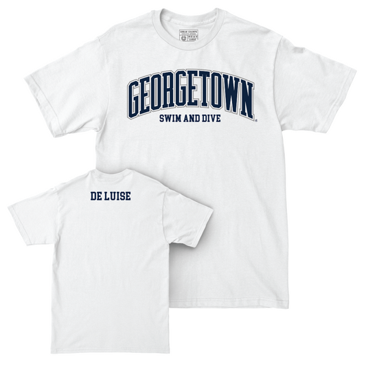 Georgetown Men's Swim & Dive White Arch Comfort Colors Tee  - Bailey De Luise