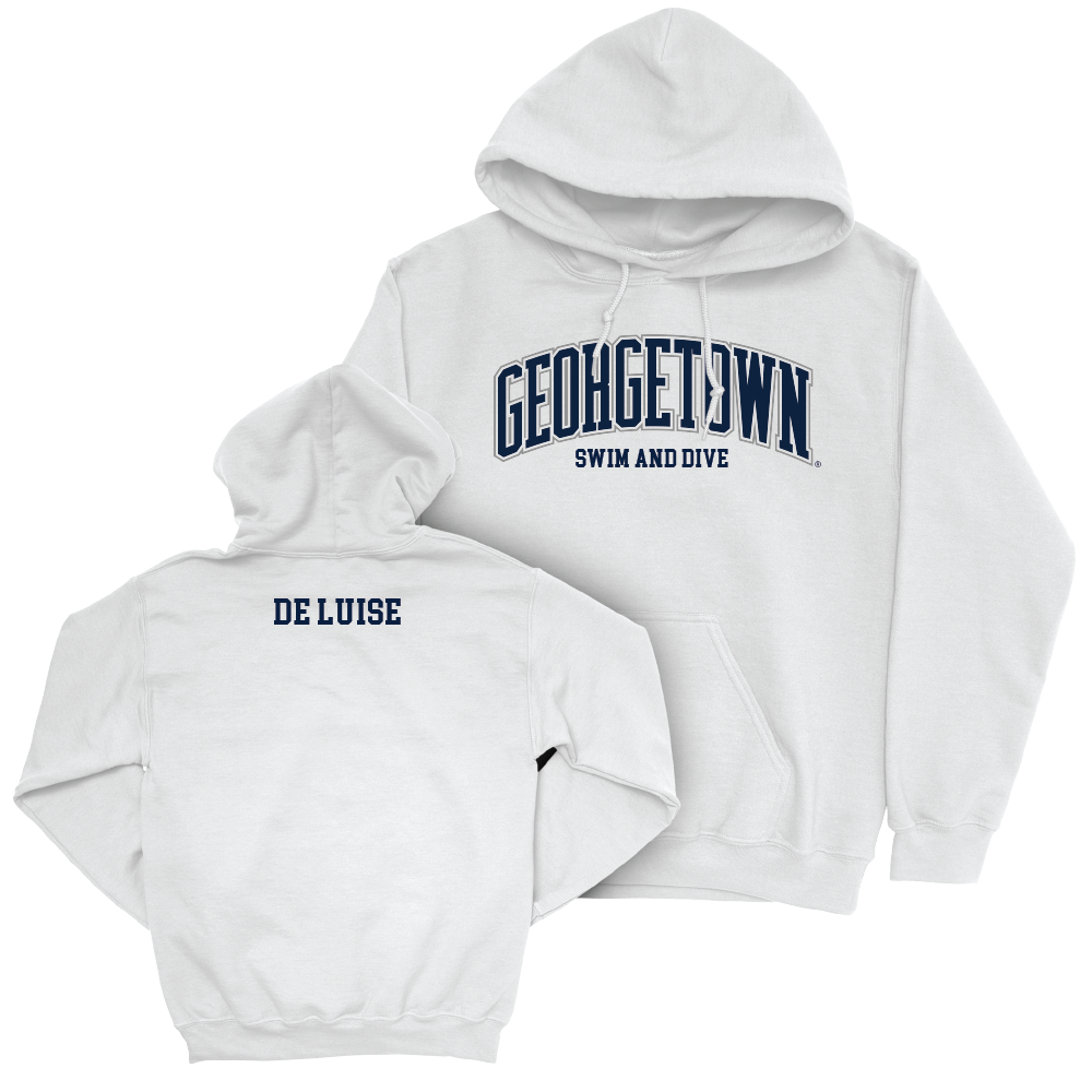 Georgetown Men's Swim & Dive White Arch Hoodie  - Bailey De Luise