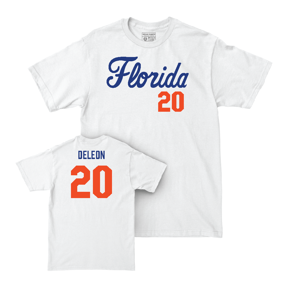 Florida Women's Soccer White Script Comfort Colors Tee   - Anna Deleon