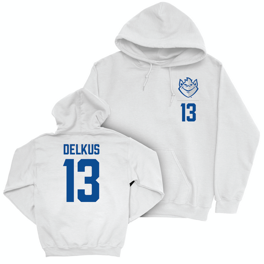 Saint Louis Men's Soccer White Logo Hoodie  - Jackson Delkus