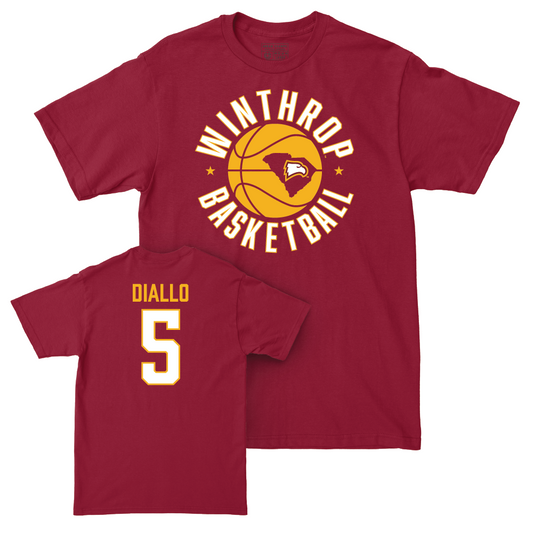 Winthrop Men's Basketball Maroon Hardwood Tee - Yoro Diallo