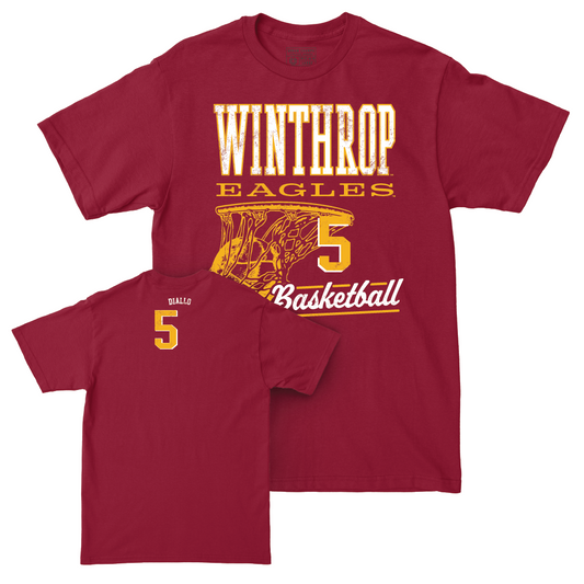 Winthrop Men's Basketball Maroon Hoops Tee - Yoro Diallo