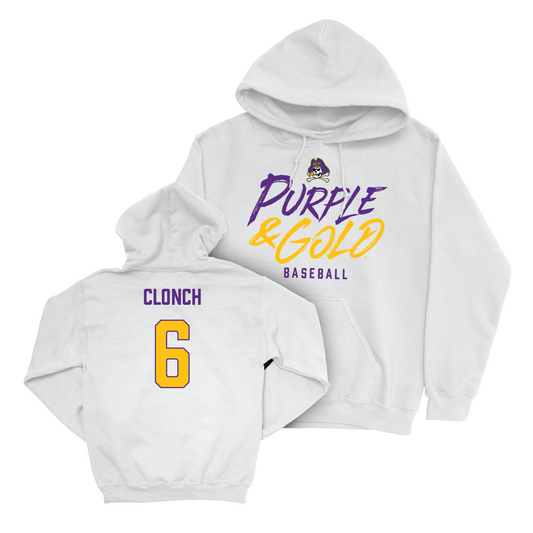 East Carolina Baseball White Color Rush Hoodie - Cameron Clonch Small