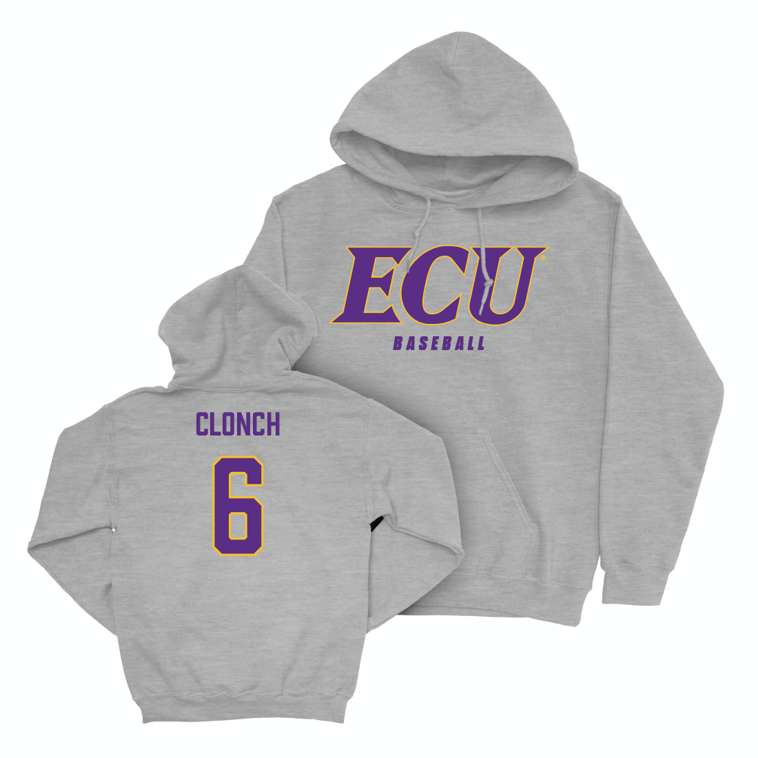 East Carolina Baseball Sport Grey ECU Hoodie - Cameron Clonch Small