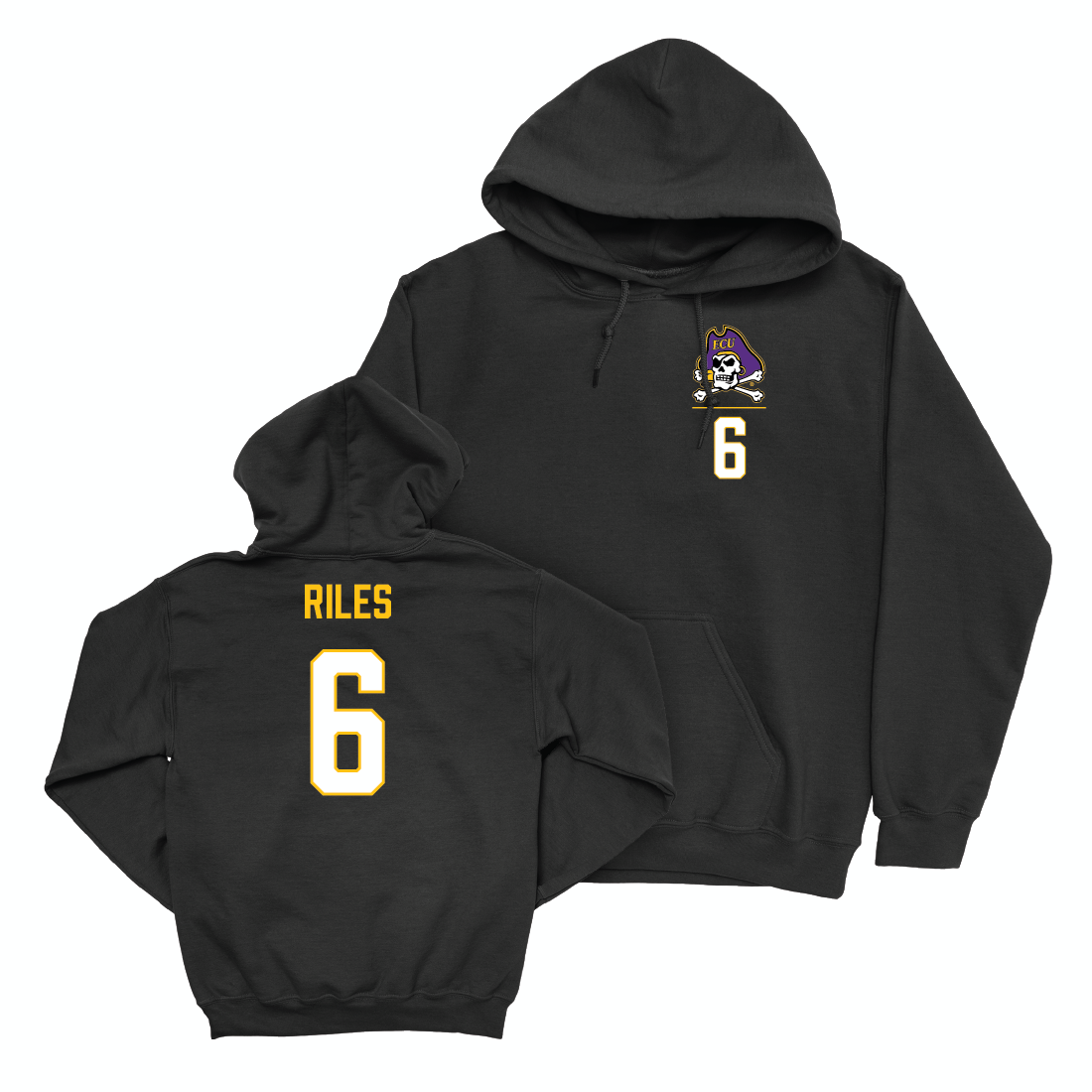 East Carolina Football Black Logo Hoodie - Desirrio Riles Small