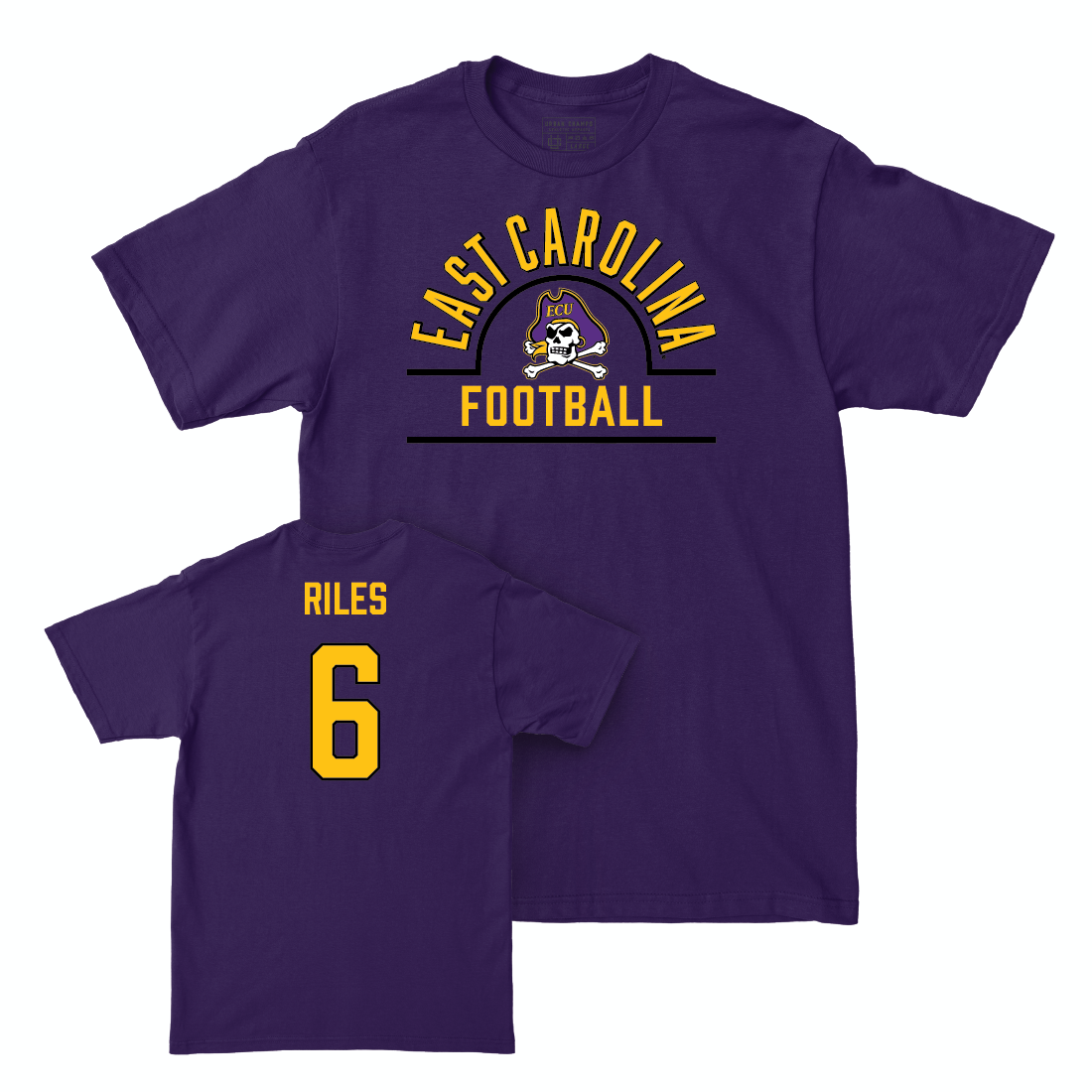 East Carolina Football Purple Arch Tee - Desirrio Riles Small