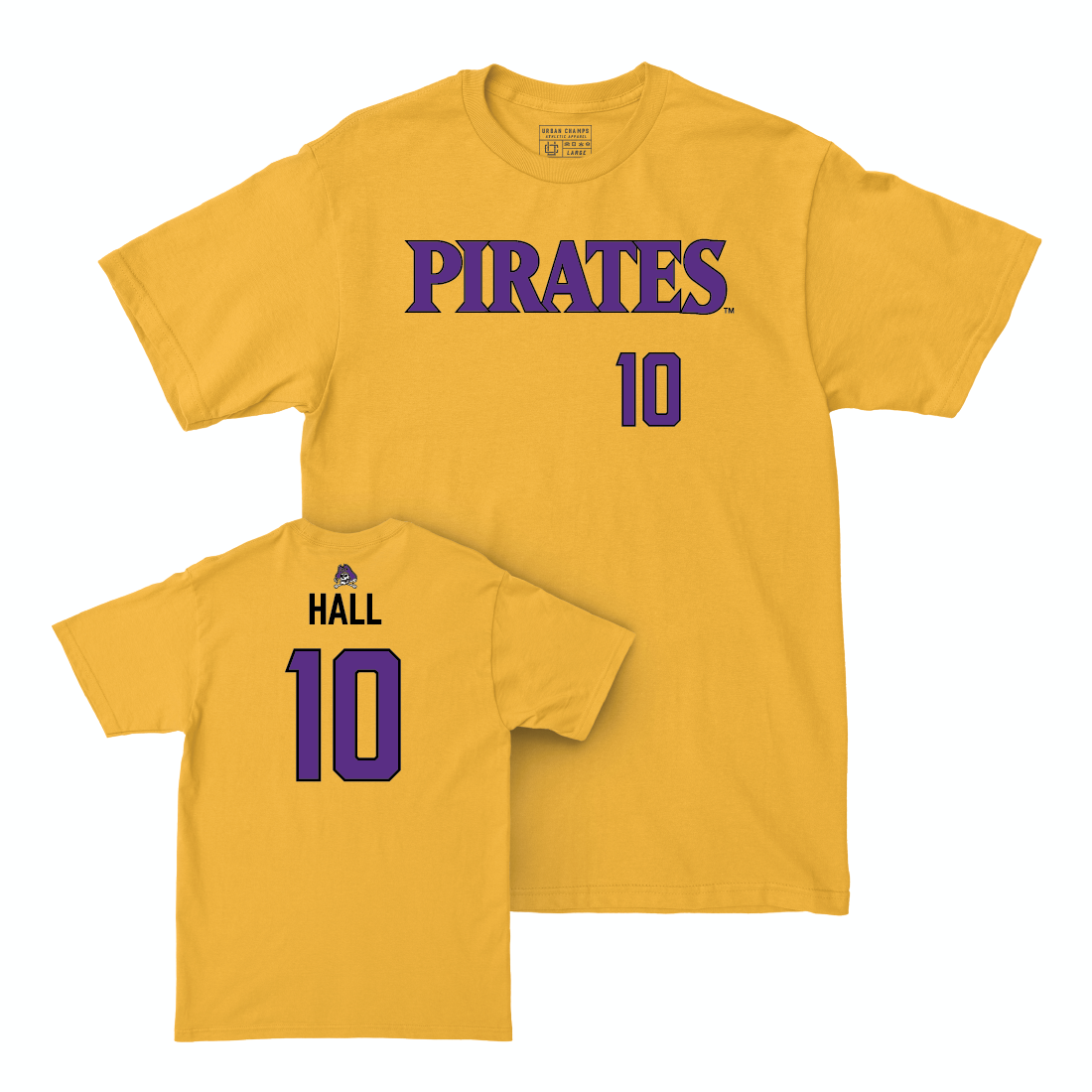 East Carolina Women's Volleyball Gold Pirates Tee - Jennings Hall Small