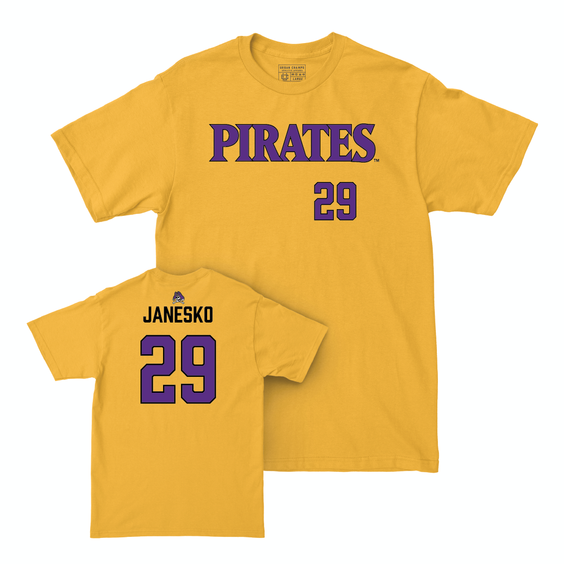 East Carolina Baseball Gold Pirates Tee - Jason Janesko Small