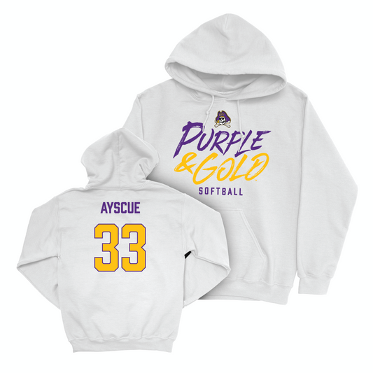 East Carolina Softball White Color Rush Hoodie - Kayleigh Ayscue Small