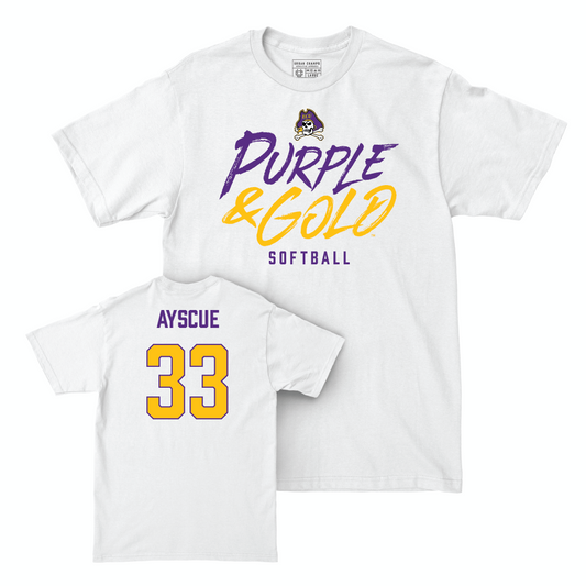 East Carolina Softball White Color Rush Comfort Colors Tee - Kayleigh Ayscue Small