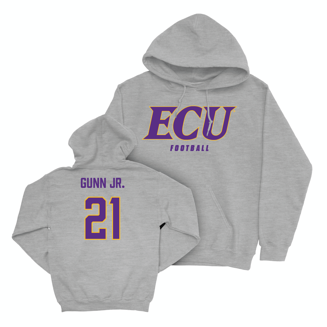 East Carolina Football Sport Grey ECU Hoodie - Marlon Gunn Jr. Small