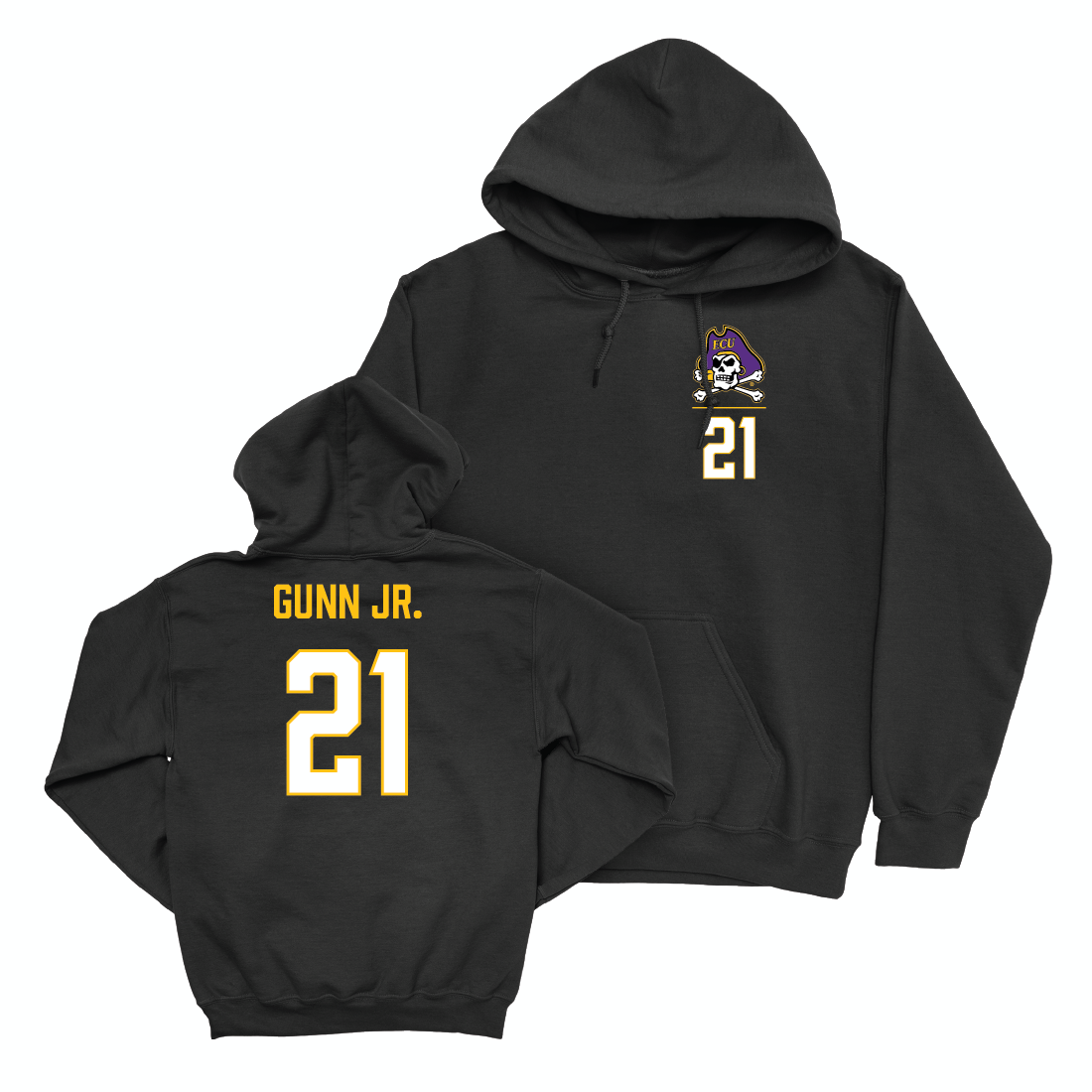 East Carolina Football Black Logo Hoodie - Marlon Gunn Jr. Small