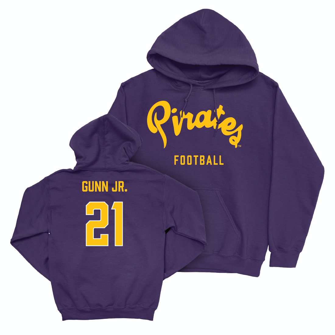 East Carolina Football Purple Script Hoodie - Marlon Gunn Jr. Small