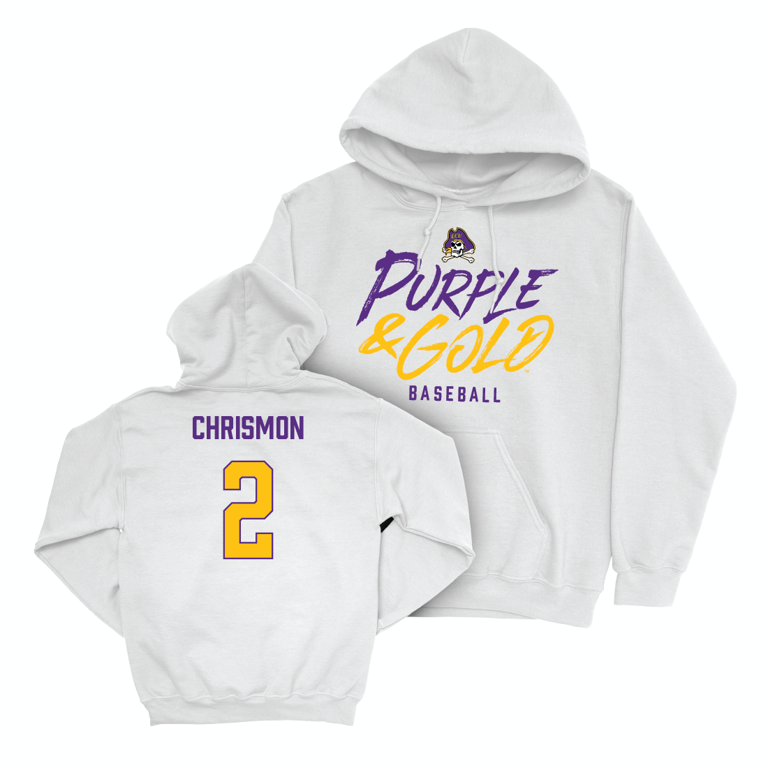 East Carolina Baseball White Color Rush Hoodie - Nathan Chrismon Small