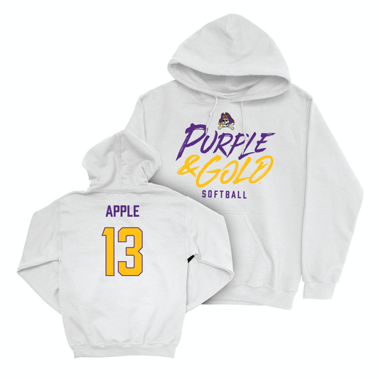 East Carolina Softball White Color Rush Hoodie - Taylor Apple Small