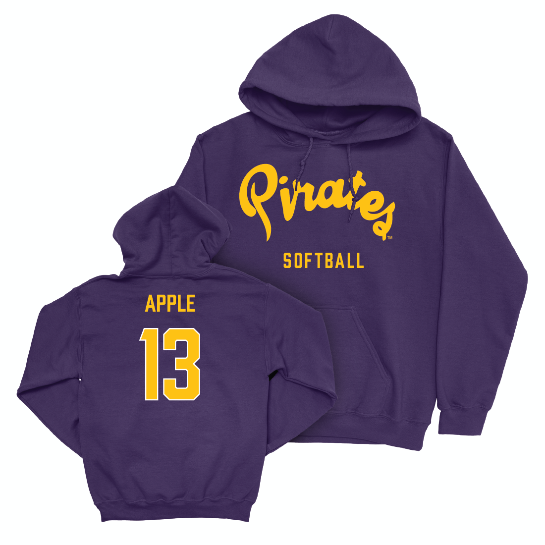 East Carolina Softball Purple Script Hoodie - Taylor Apple Small