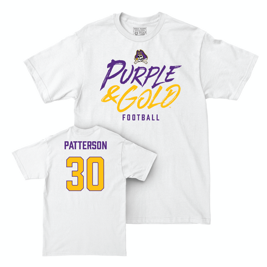 East Carolina Football White Color Rush Comfort Colors Tee - Timothy Patterson Small