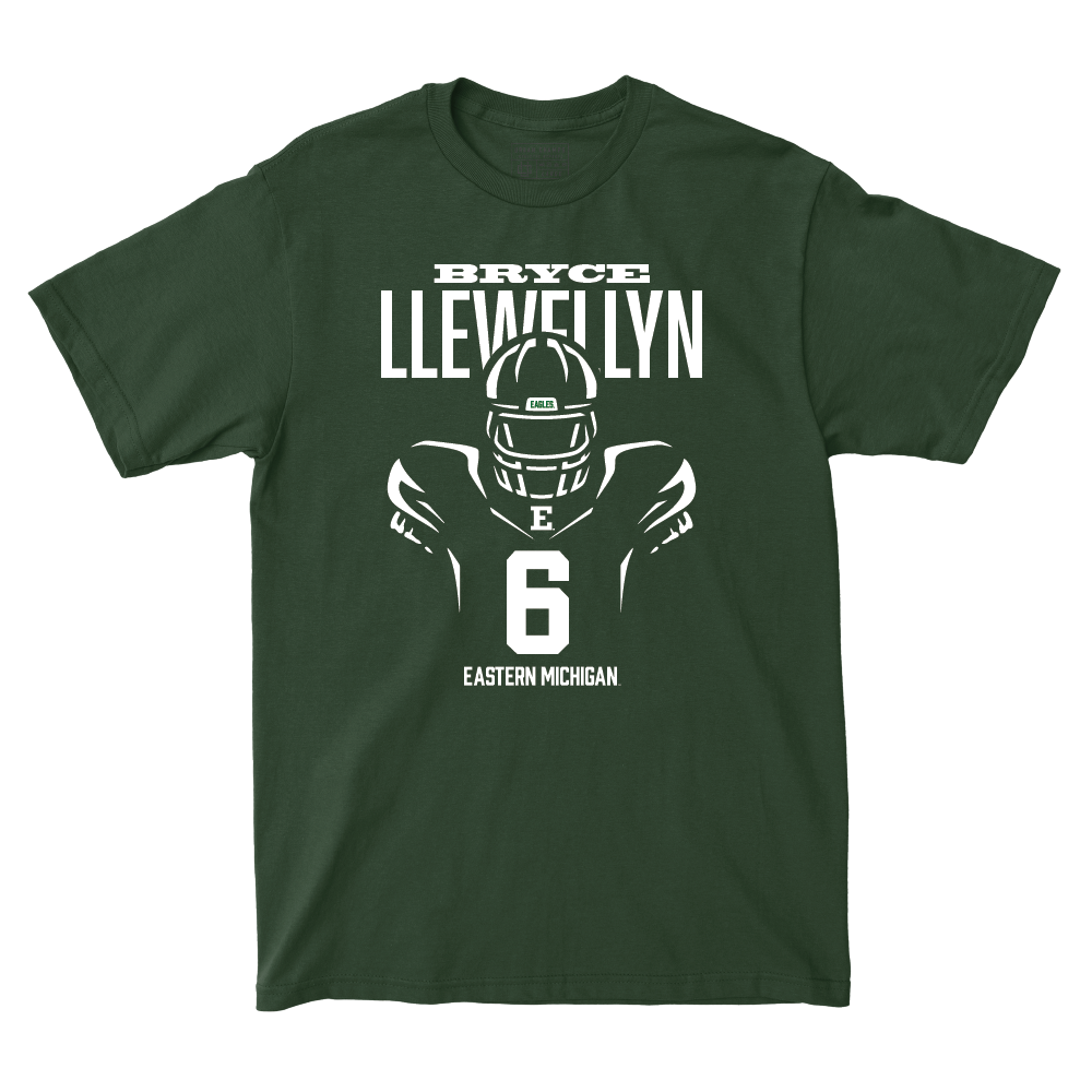 Eastern Michigan Football Green End Zone Tee - Bryce Llewellyn Small