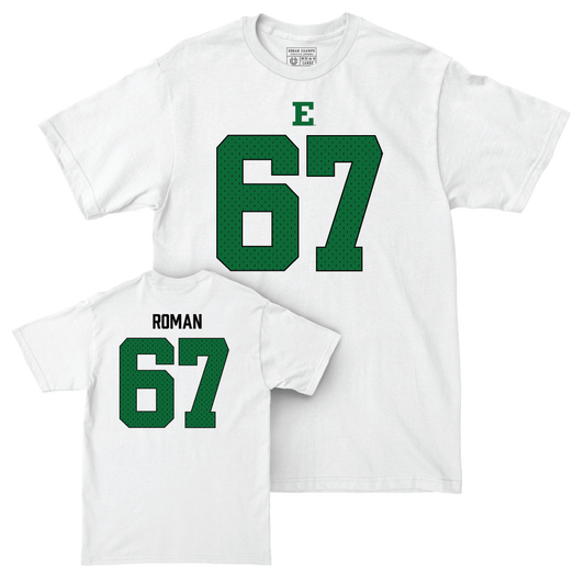 Eastern Michigan Football White Blitz Comfort Colors Tee - Broderick Roman Small