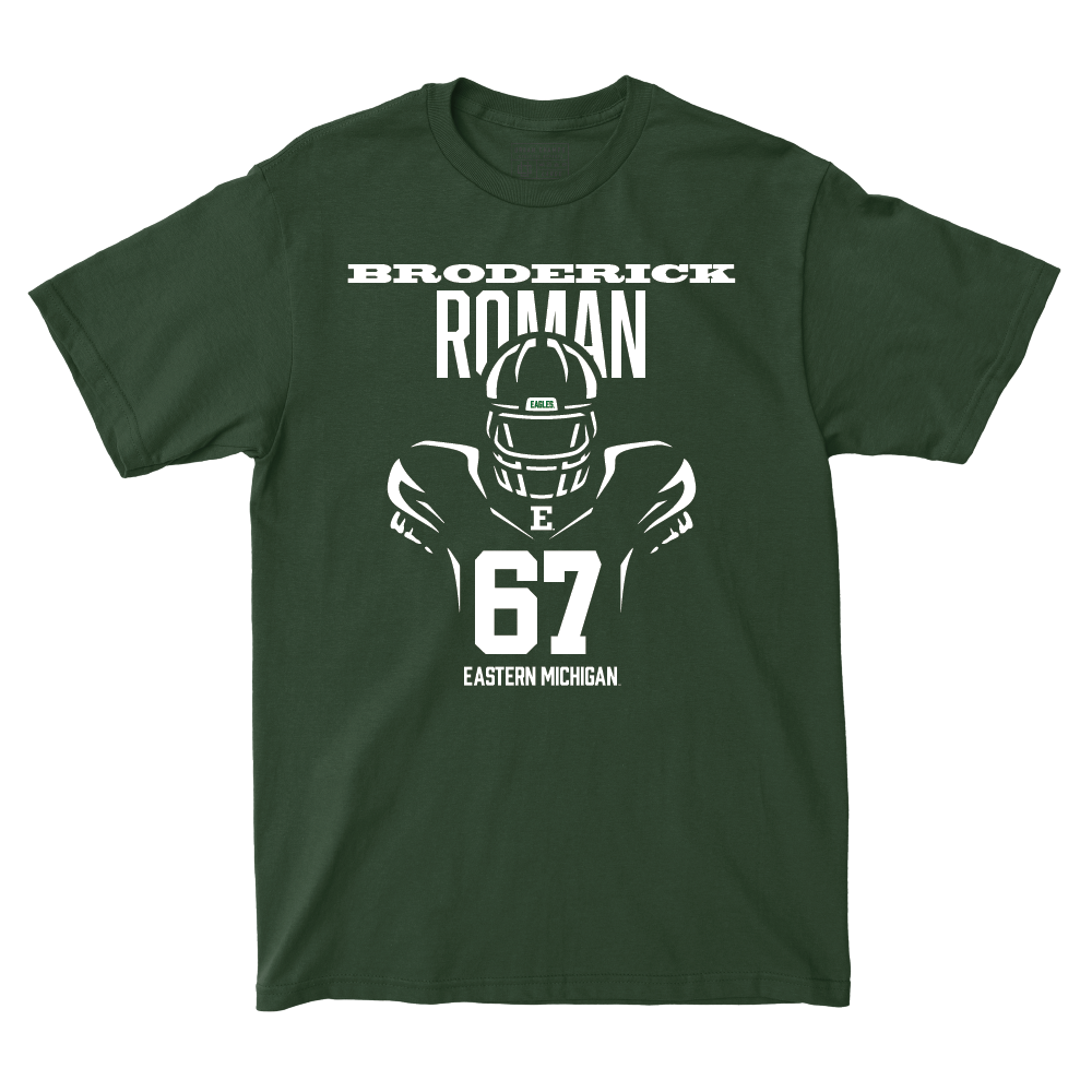 Eastern Michigan Football Green End Zone Tee - Broderick Roman Small