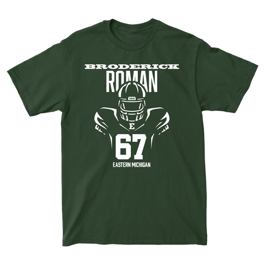 Eastern Michigan Football Green End Zone Tee - Broderick Roman Small