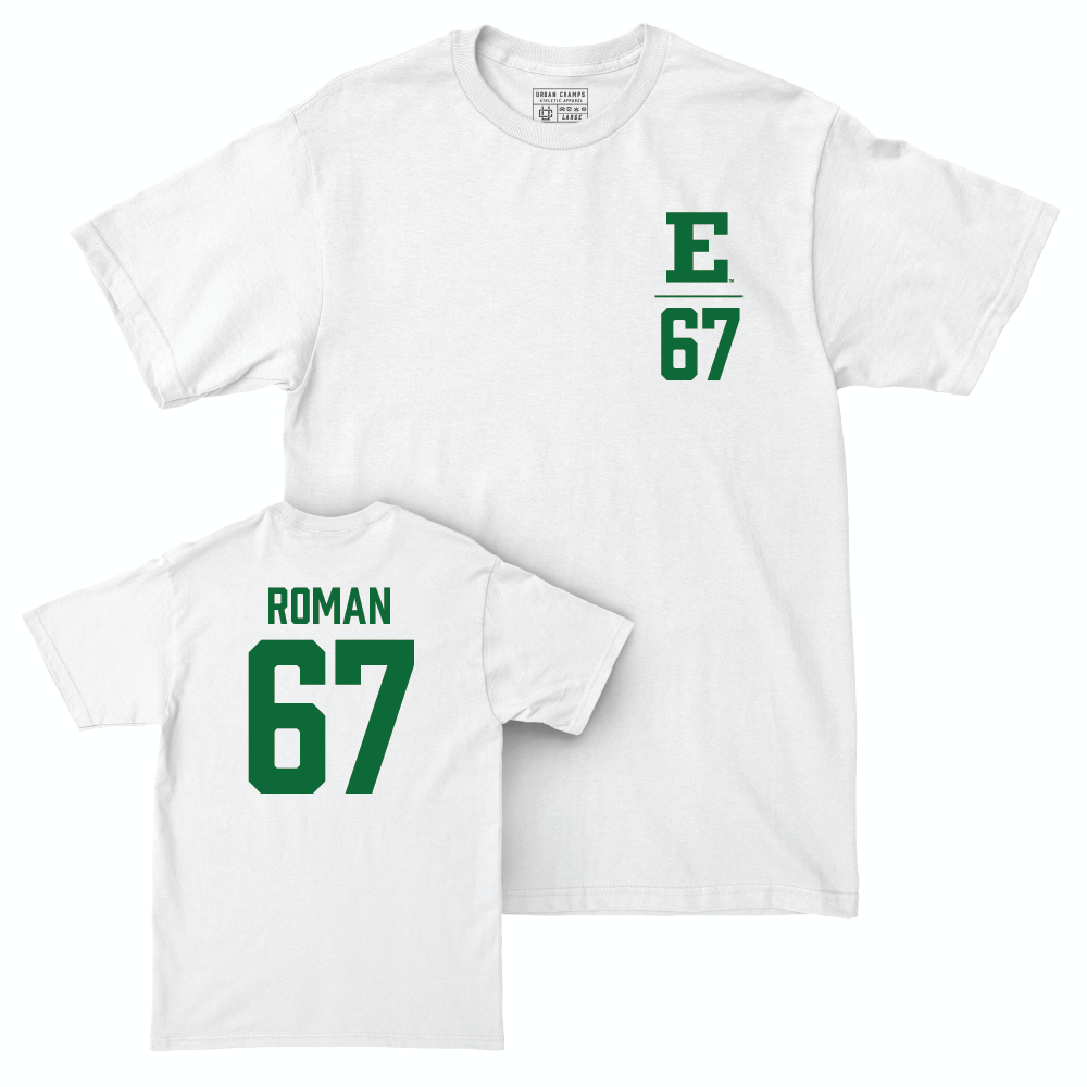 Eastern Michigan Football White Logo Comfort Colors Tee - Broderick Roman Small