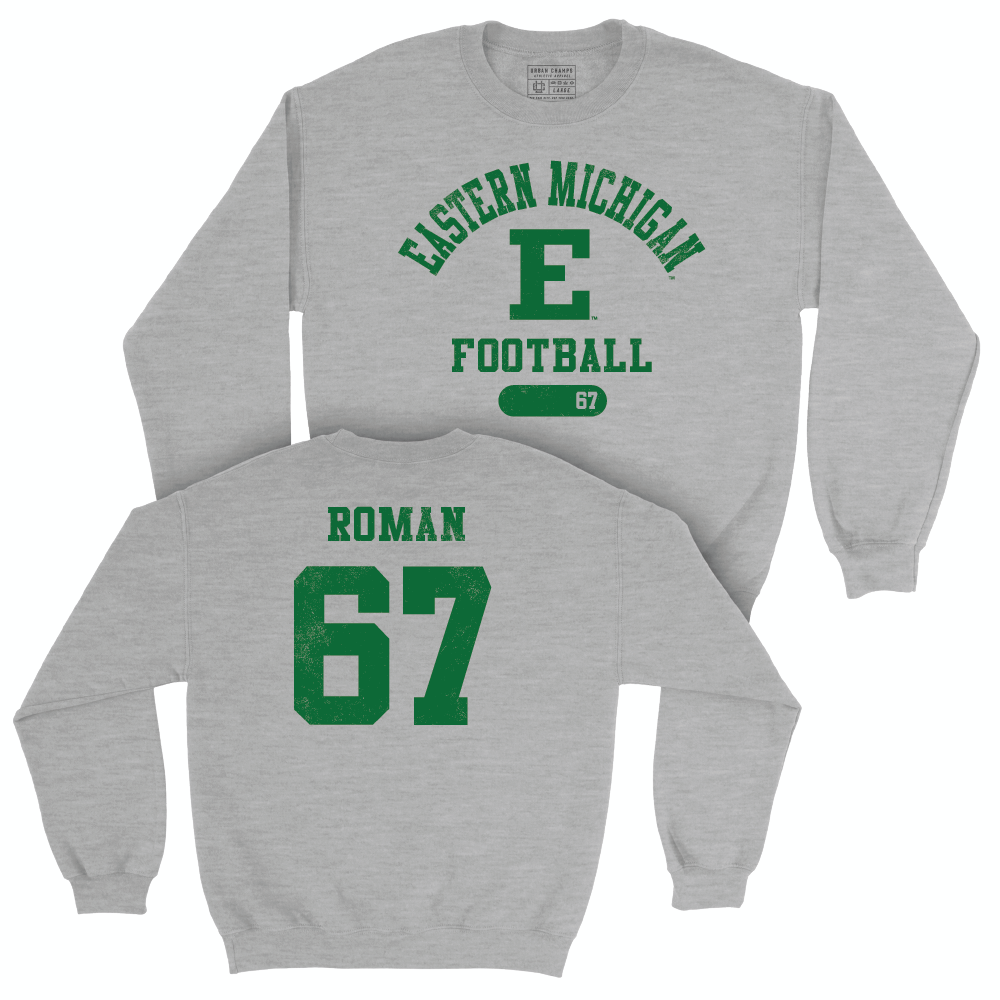 Eastern Michigan Football Sport Grey Varsity Crew - Broderick Roman Small