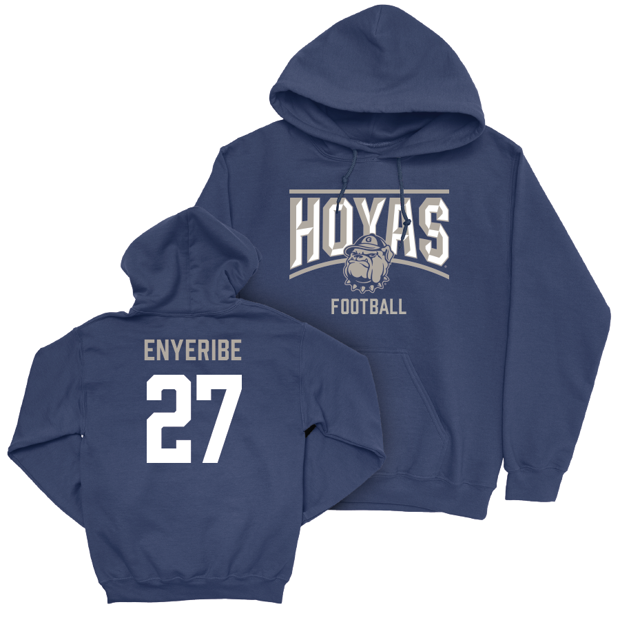 Georgetown Football Navy Staple Hoodie  - Ude Enyeribe