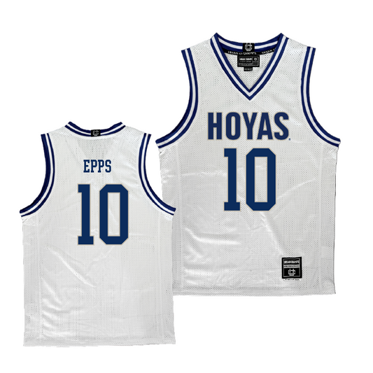 Georgetown Men's Basketball White Jersey - Jayden Epps