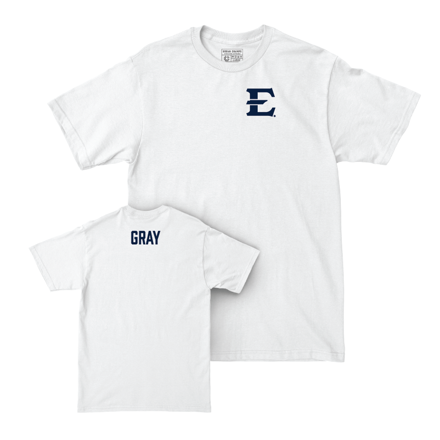 ETSU Women's Track & Field White Logo Comfort Colors Tee - Bonita Gray Small