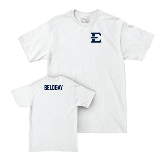 ETSU Women's Triathlon White Logo Comfort Colors Tee - Izi Belogay Small