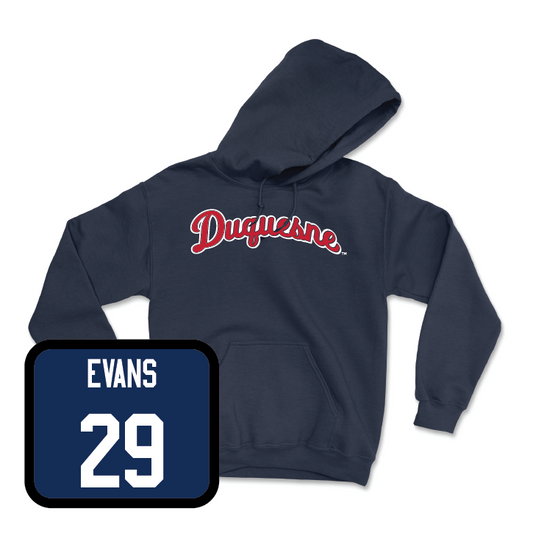 Duquesne Women's Lacrosse Navy Script Hoodie  - Ali Evans