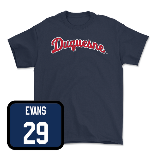 Duquesne Women's Lacrosse Navy Script Tee  - Ali Evans