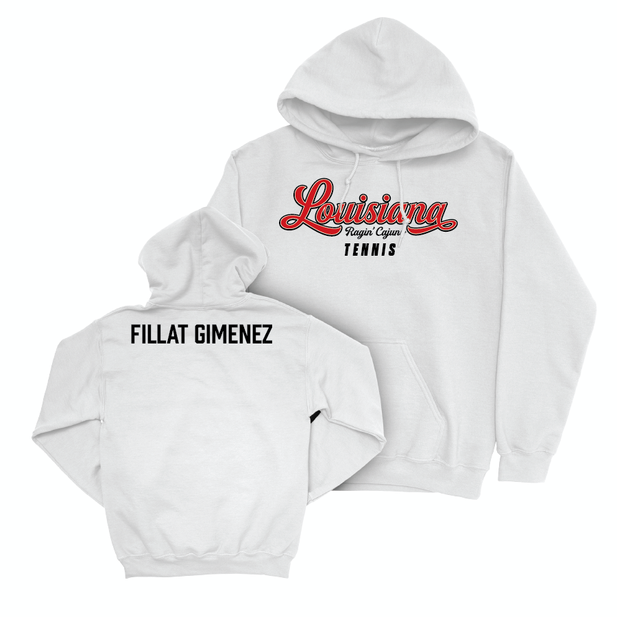 Louisiana Men's Tennis White Script Hoodie  - Oriol Fillat Gimenez