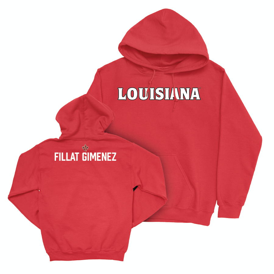 Louisiana Men's Tennis Red Wordmark Hoodie  - Oriol Fillat Gimenez