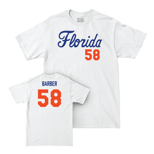 Florida Football White Script Comfort Colors Tee - Austin Barber Small