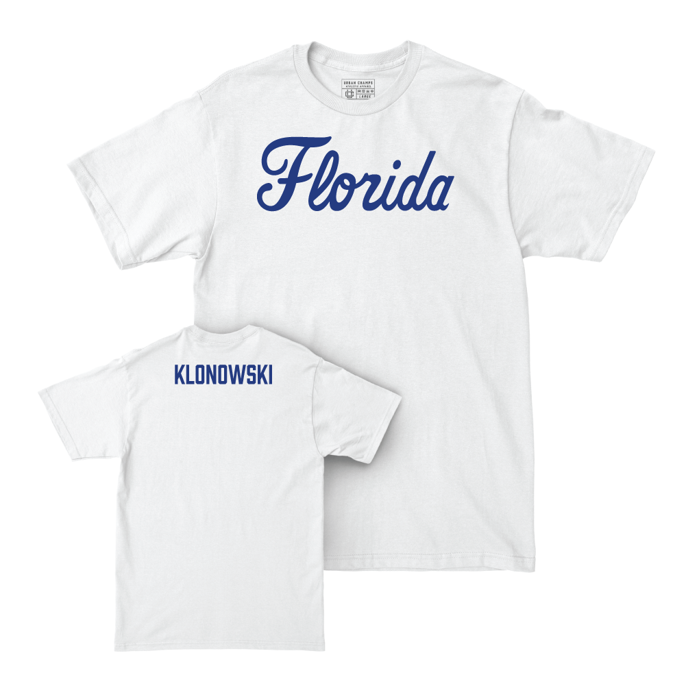 Florida Women's Golf White Script Comfort Colors Tee - Addison Klonowski Small